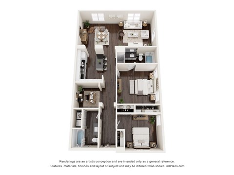 Floor plan for 2 beds, 2 baths, 1438 sqft